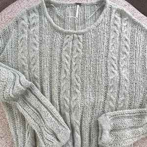 Free People Loose Knit Crew Sweater in Seafoam size M